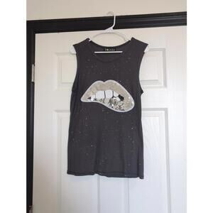 Large Sojara sequin lips tank top